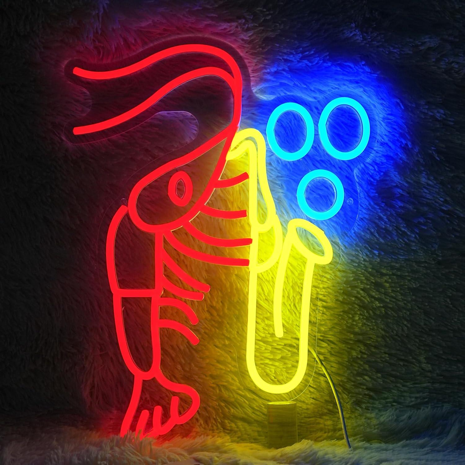 Office Lighting Decor - Neonowy znak LED z homarem, saksofonem,