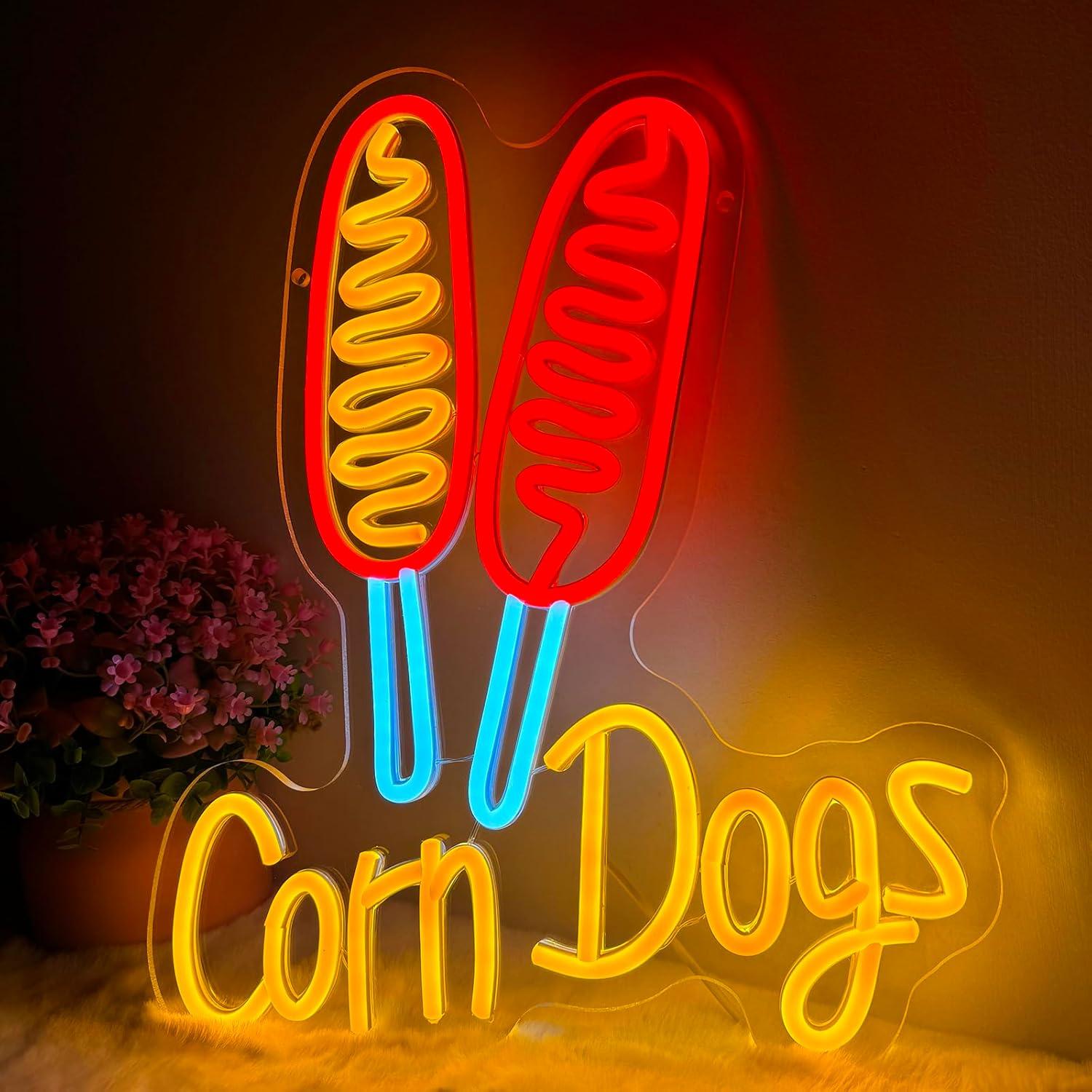 Lighting Decor For Wedding - Neonowy szyld Corn Dog, przekąska, ściemnialne