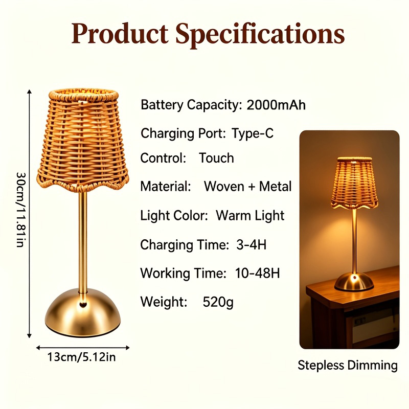Bohemiczna tkana lampa stołowa – Touch Dimmer Lamp recenzja i cena