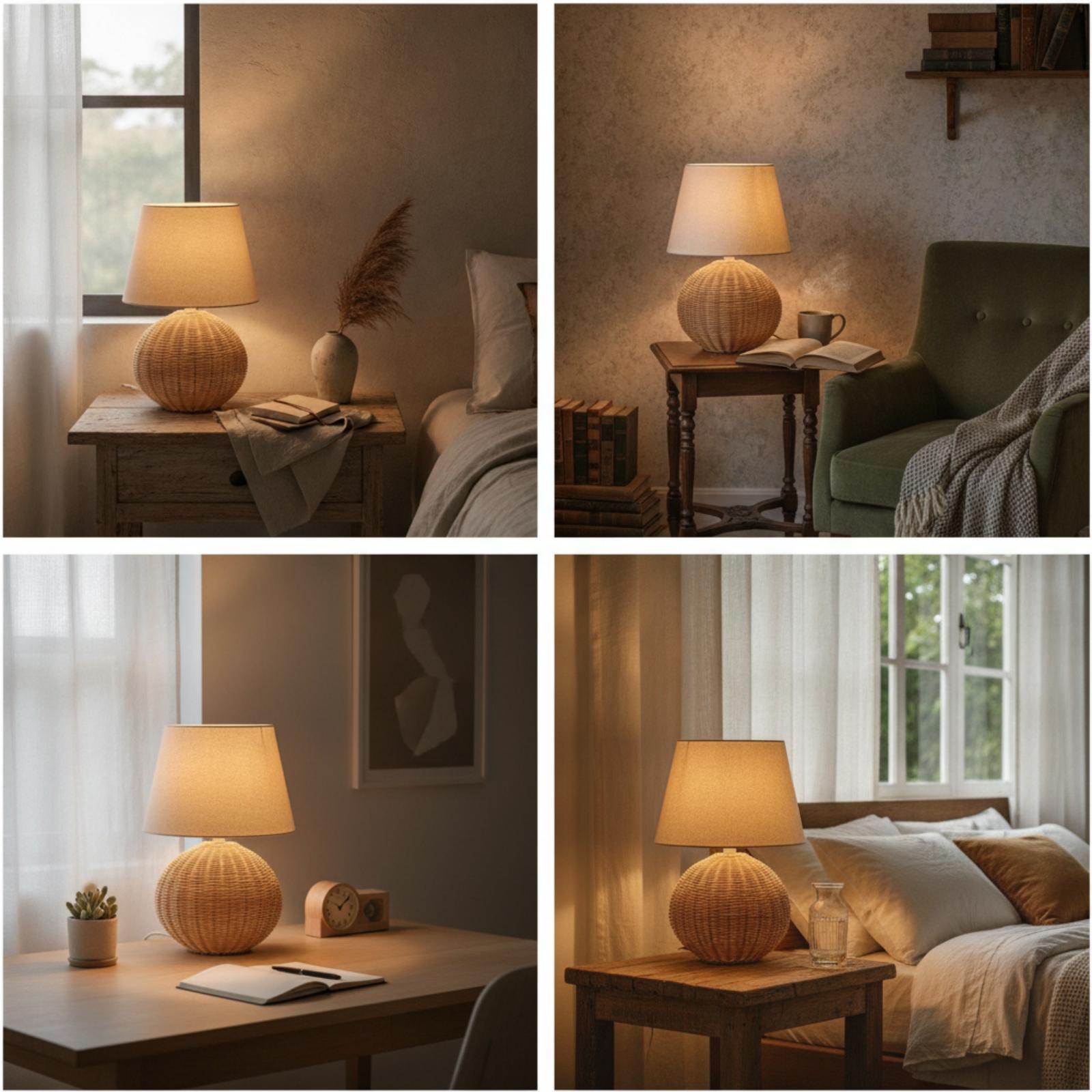 Lampka nocna z rattanową podst – Lighting Decor Bedroom recenzja i cena