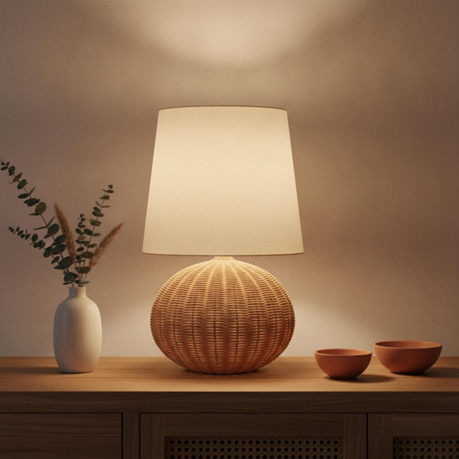Lampka nocna z rattanową podst – Lighting Decor Bedroom recenzja i cena
