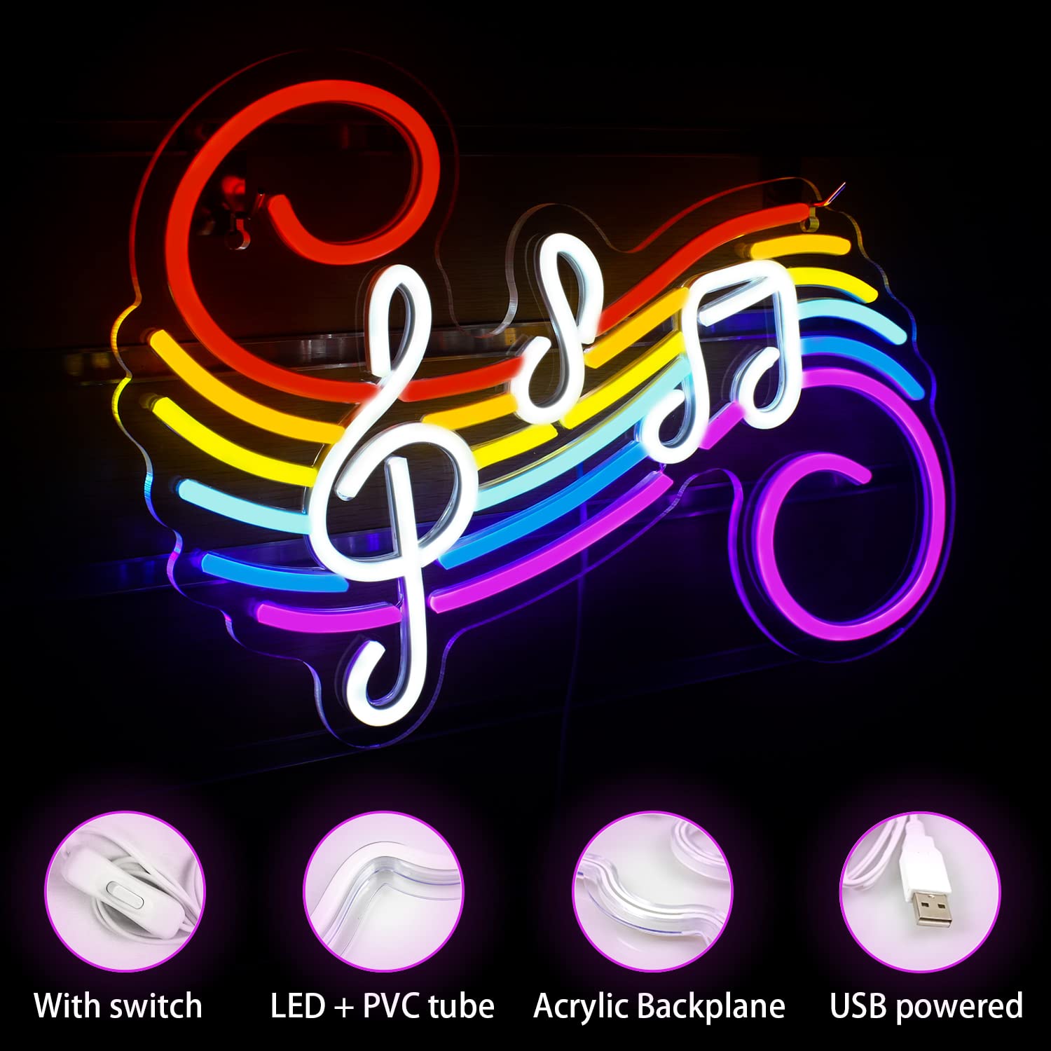 Neonowy znak z nutami muzyczny – Lighting Decor For Wedding recenzja i cena