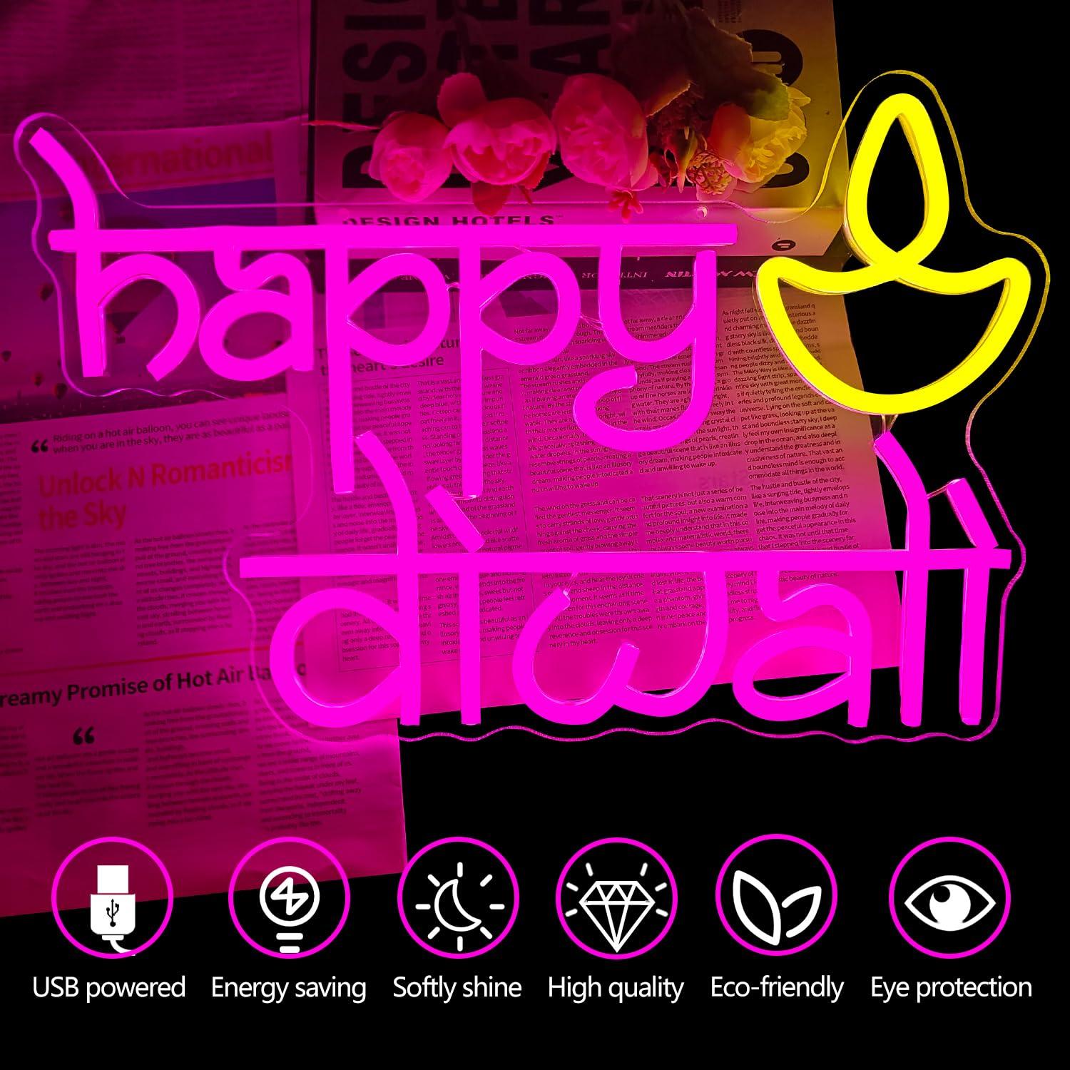 Świecący neonowy znak Happy Di – Lighting Decor For Diwali recenzja i cena