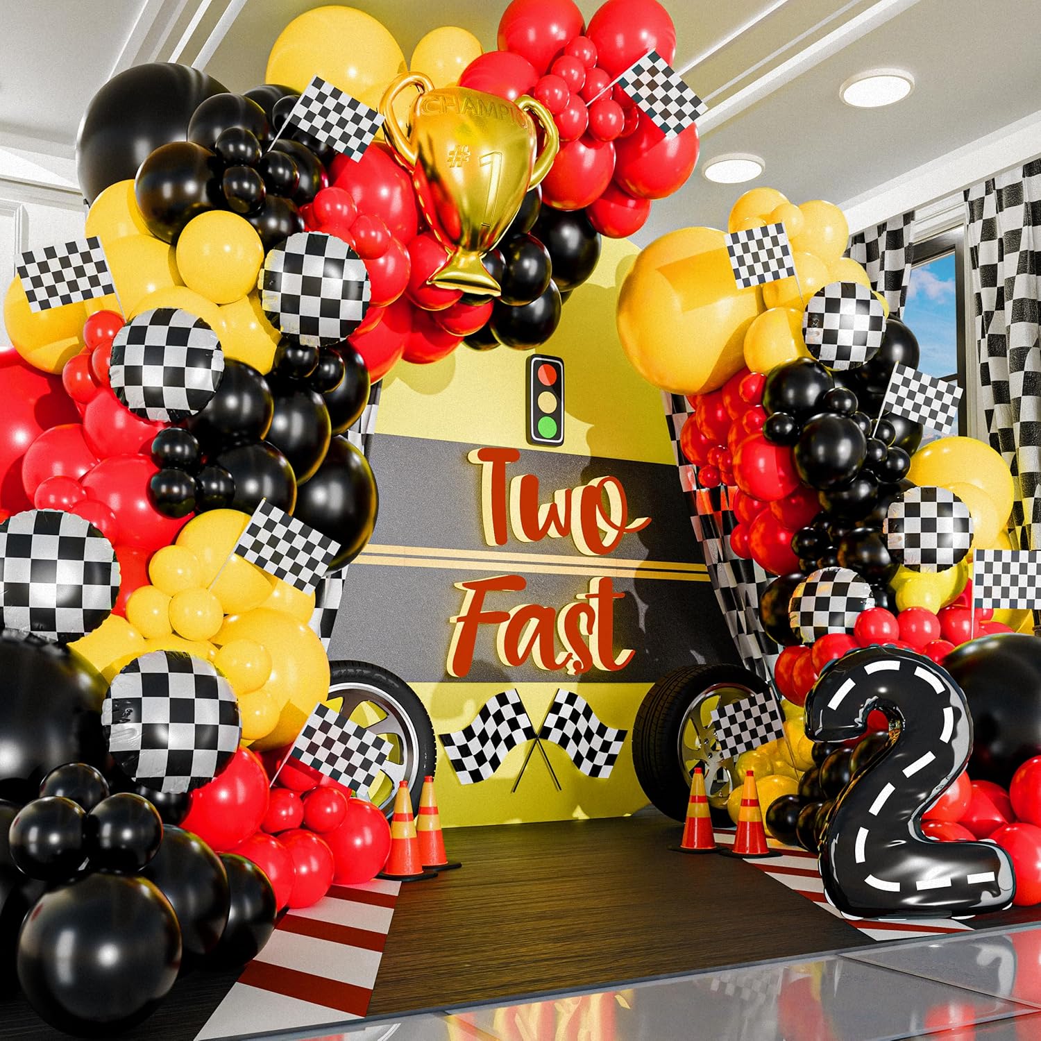 98-częściowy żółto-czarny zest – Lighting Mcqueen Decor recenzja i cena